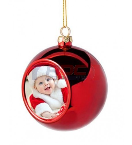 Boule De Noël ø 6 Cm Coloris Rouge à Suspendre Avec Plaque Sublimable